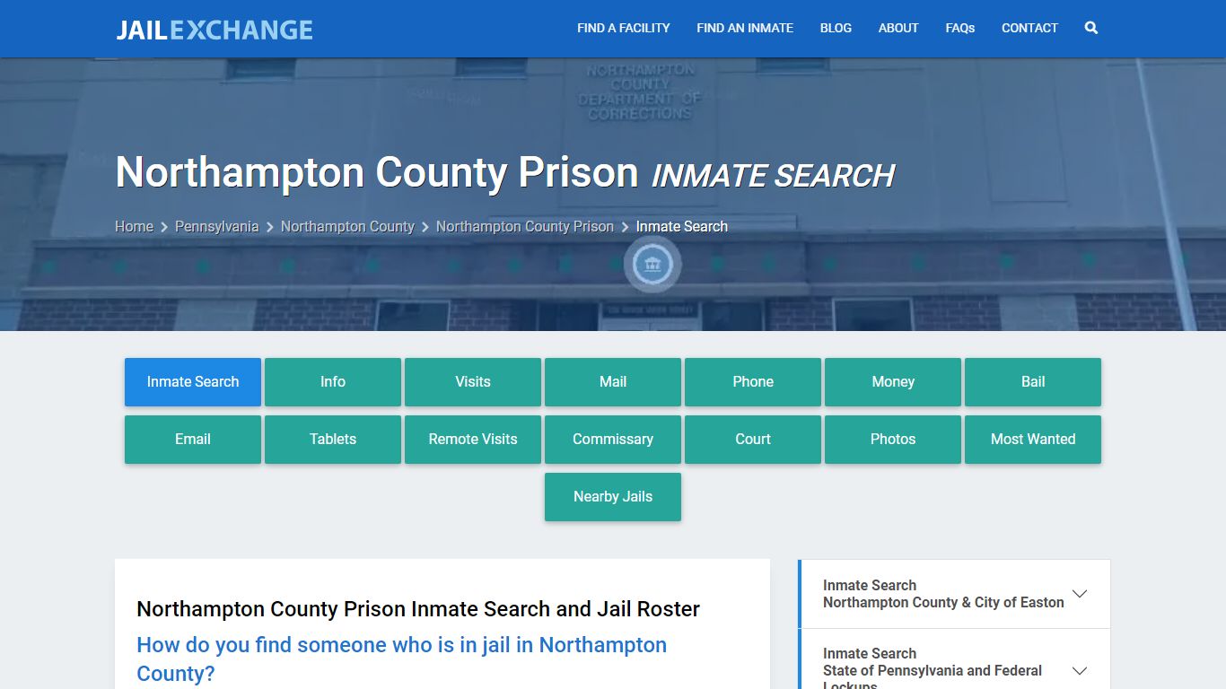 Northampton County Prison Inmate Search - Jail Exchange