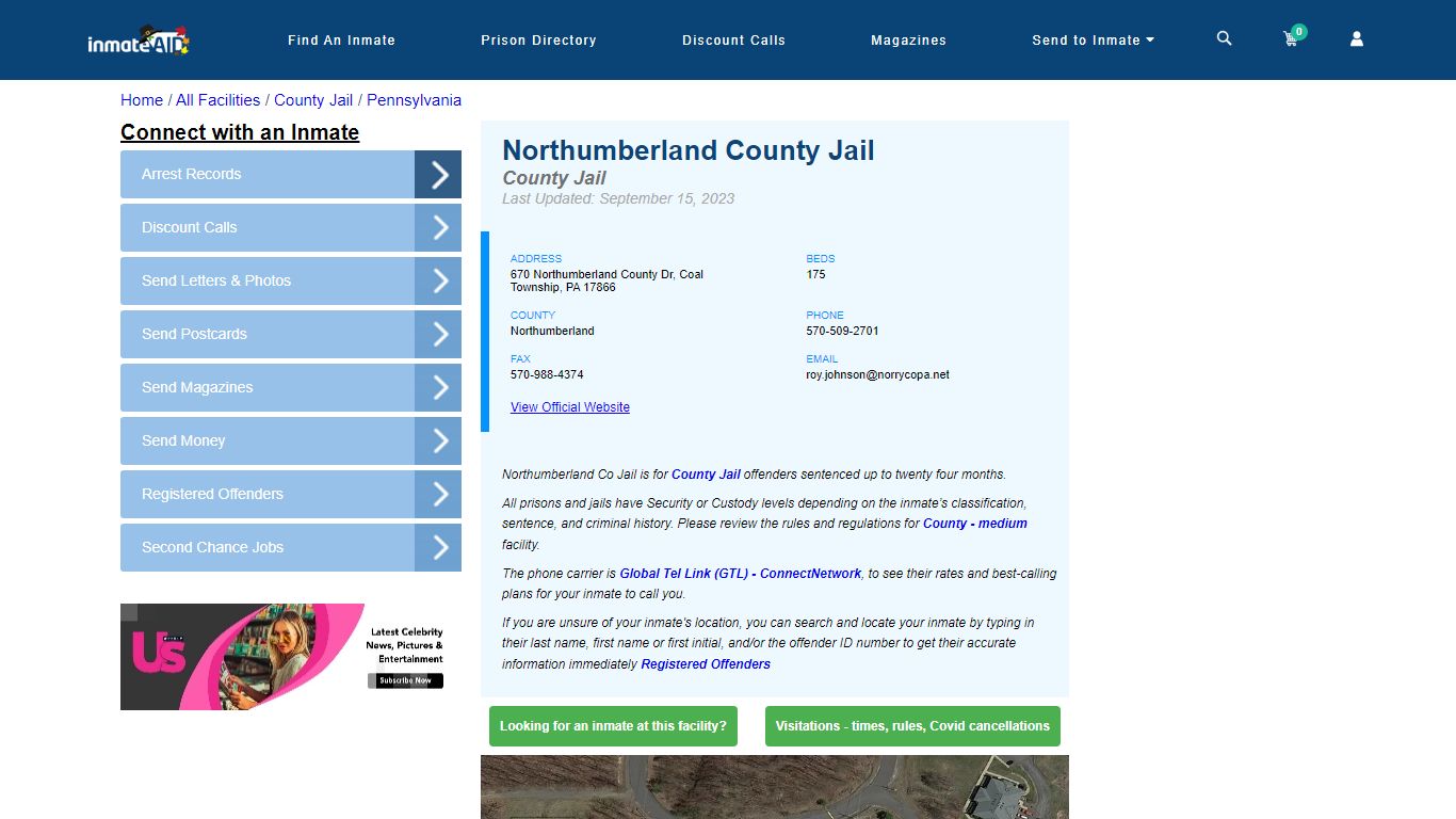 Northumberland County Jail - Inmate Locator - Coal Township, PA
