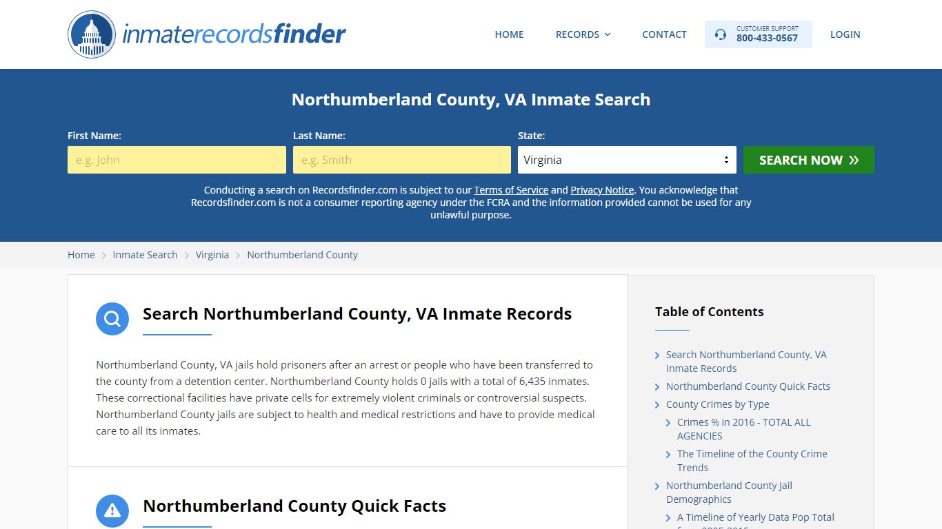 Northumberland County, VA Inmate Lookup & Jail Records Online