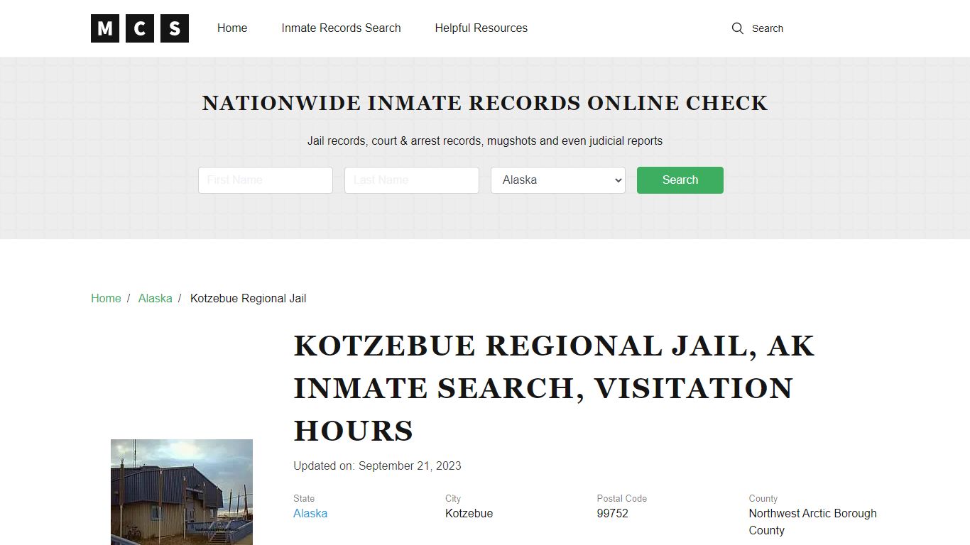 Northwest Arctic Borough County, AK Jail Inmates Search, Visitation Rules