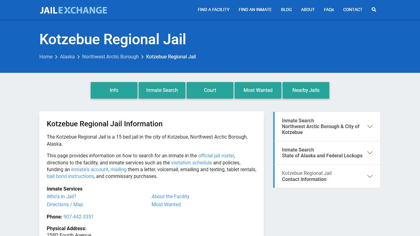 Kotzebue Regional Jail, AK Inmate Search, Information