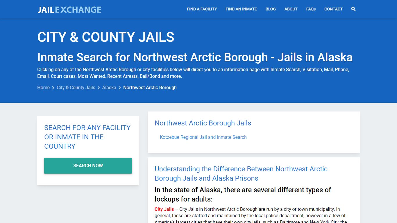 Inmate Search for Northwest Arctic Borough - Jails in Alaska
