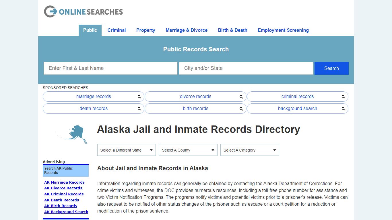 Alaska Jail and Inmate Records Search Directory - OnlineSearches.com