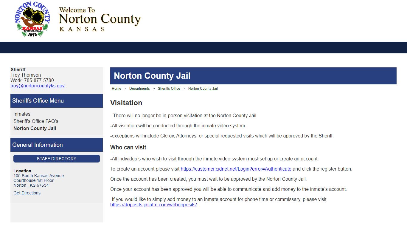 Official Website for Norton County Kansas - Norton County Jail
