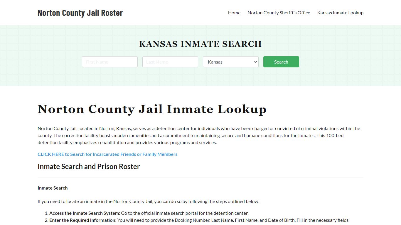 Norton County Jail Roster Lookup, KS, Inmate Search