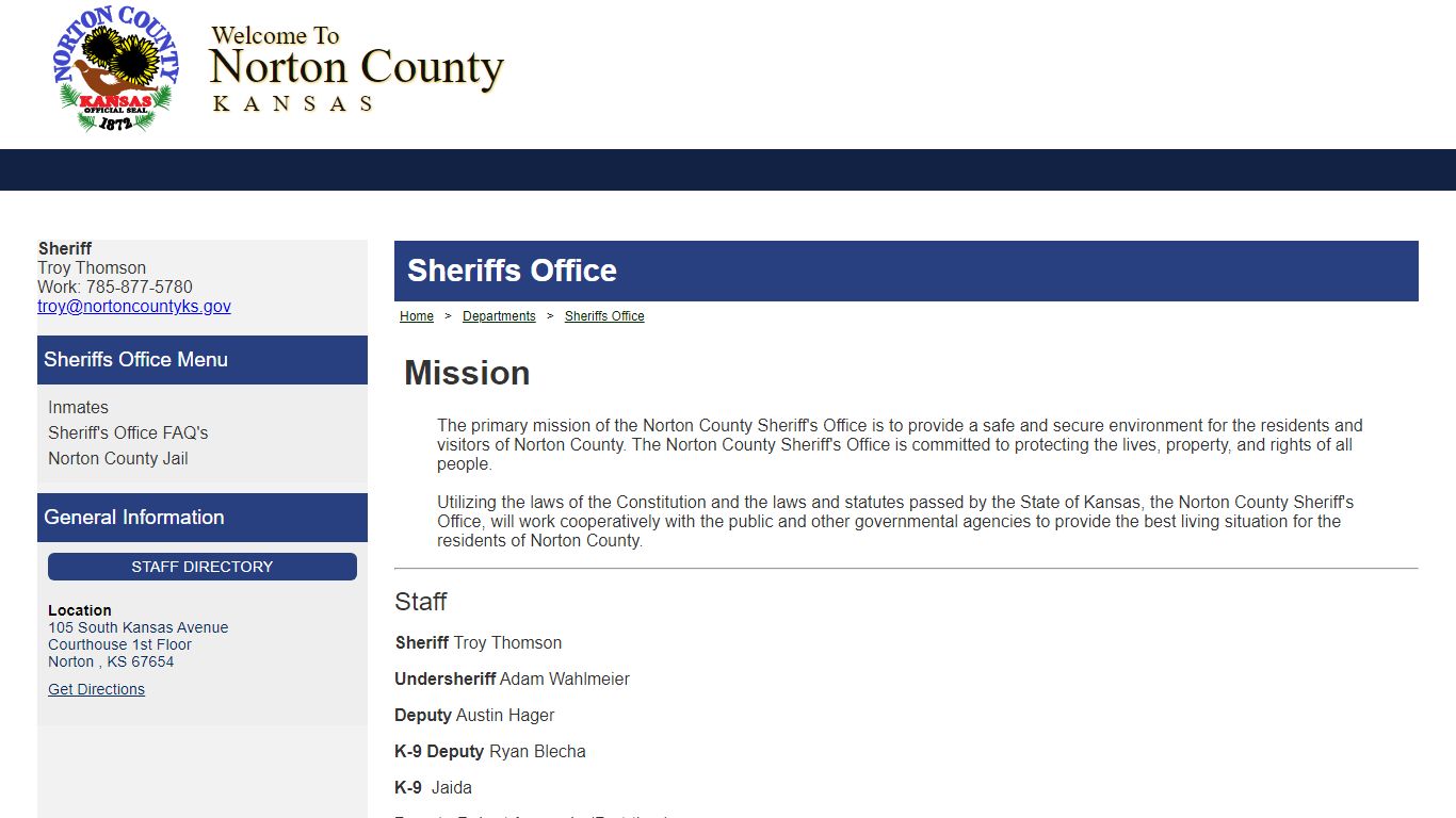 Official Website for Norton County Kansas - Sheriffs Office