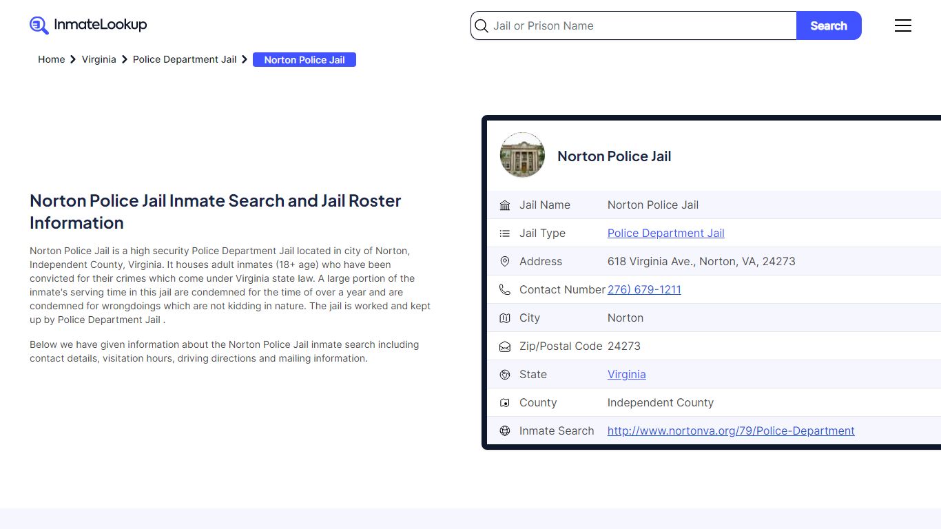 Norton Police Jail (VA) Inmate Search Virginia - Inmate Lookup