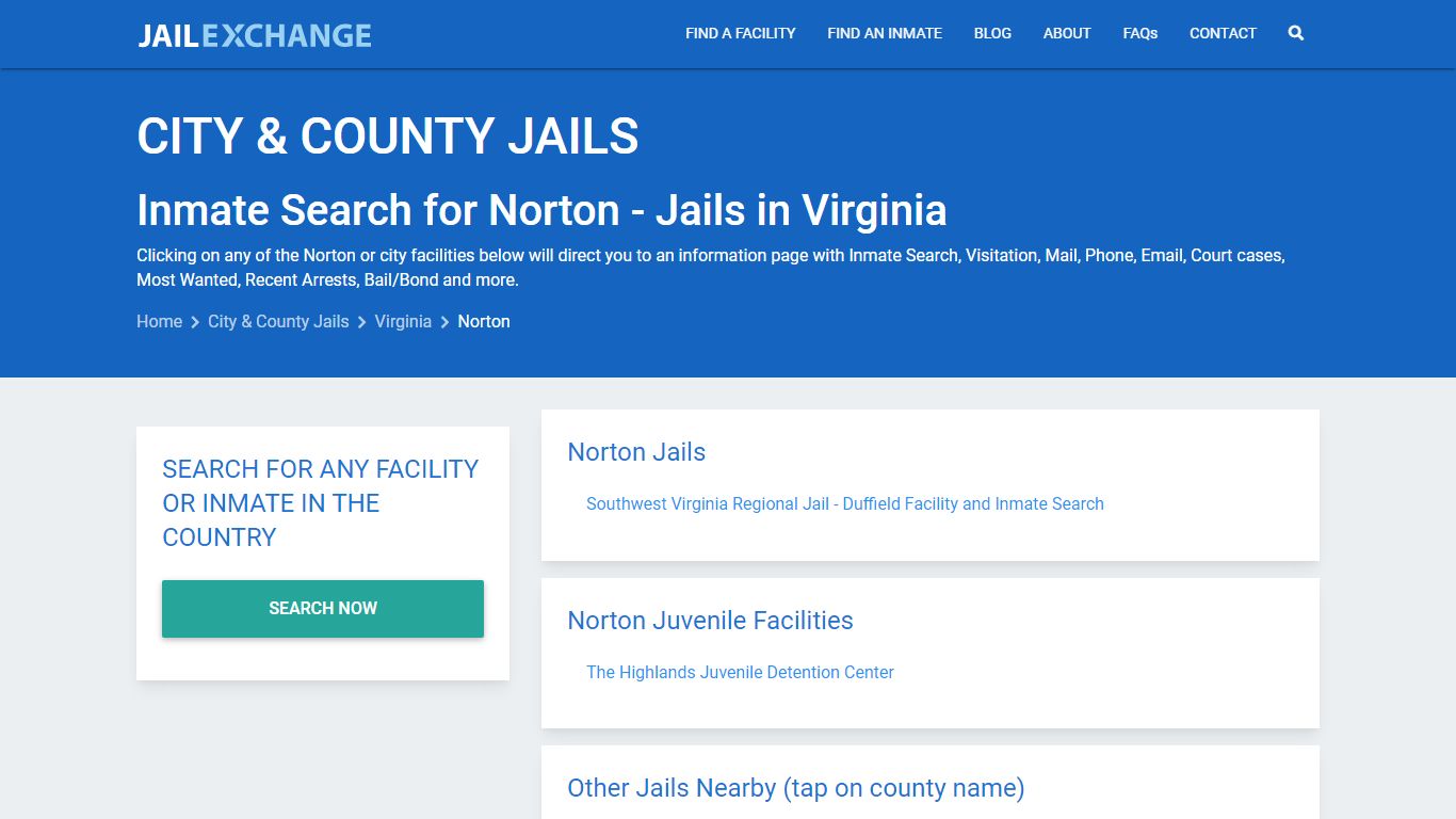 Inmate Search for Norton | Jails in Virginia - Jail Exchange