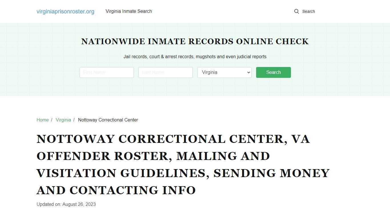 Nottoway Correctional Center, VA: Inmate Search, Visitation & Contact Info