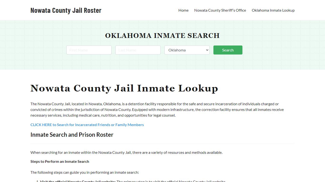 Nowata County Jail Roster Lookup, OK, Inmate Search