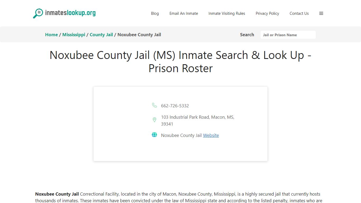 Noxubee County Jail (MS) Inmate Search & Look Up - Prison Roster