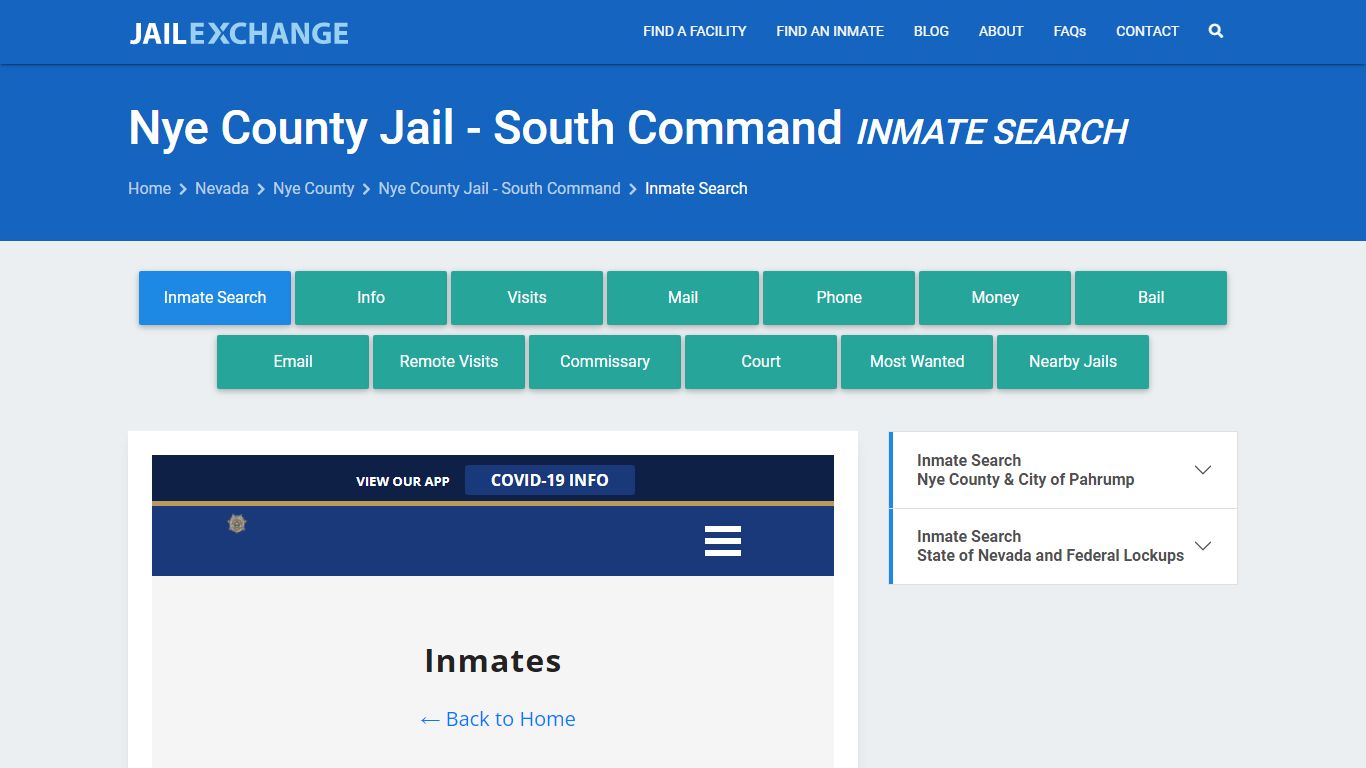 Nye County Jail - South Command Inmate Search - Jail Exchange