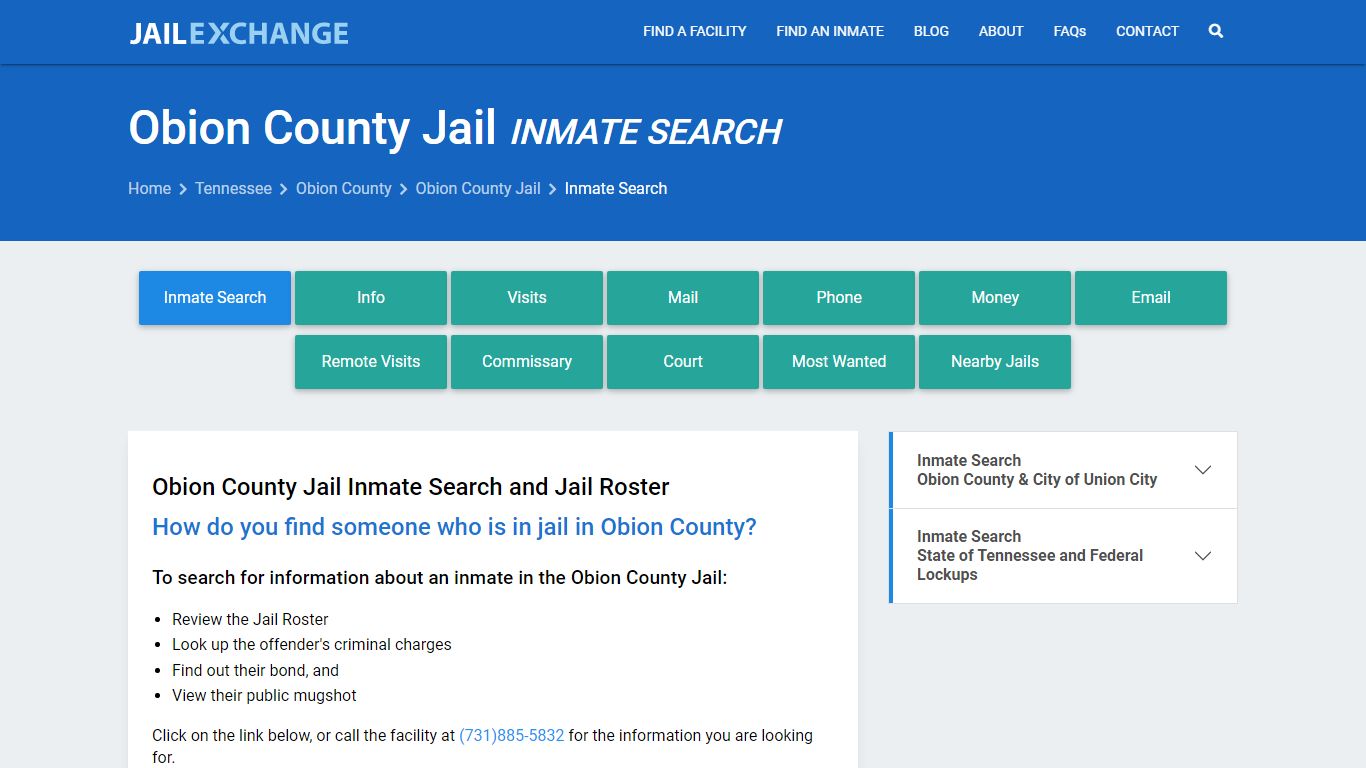 Inmate Search: Roster & Mugshots - Obion County Jail, TN