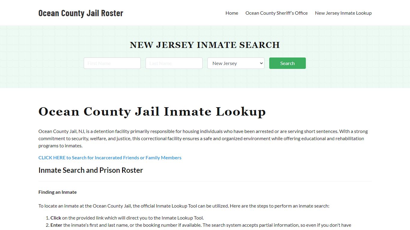 Ocean County Jail Roster Lookup, NJ, Inmate Search