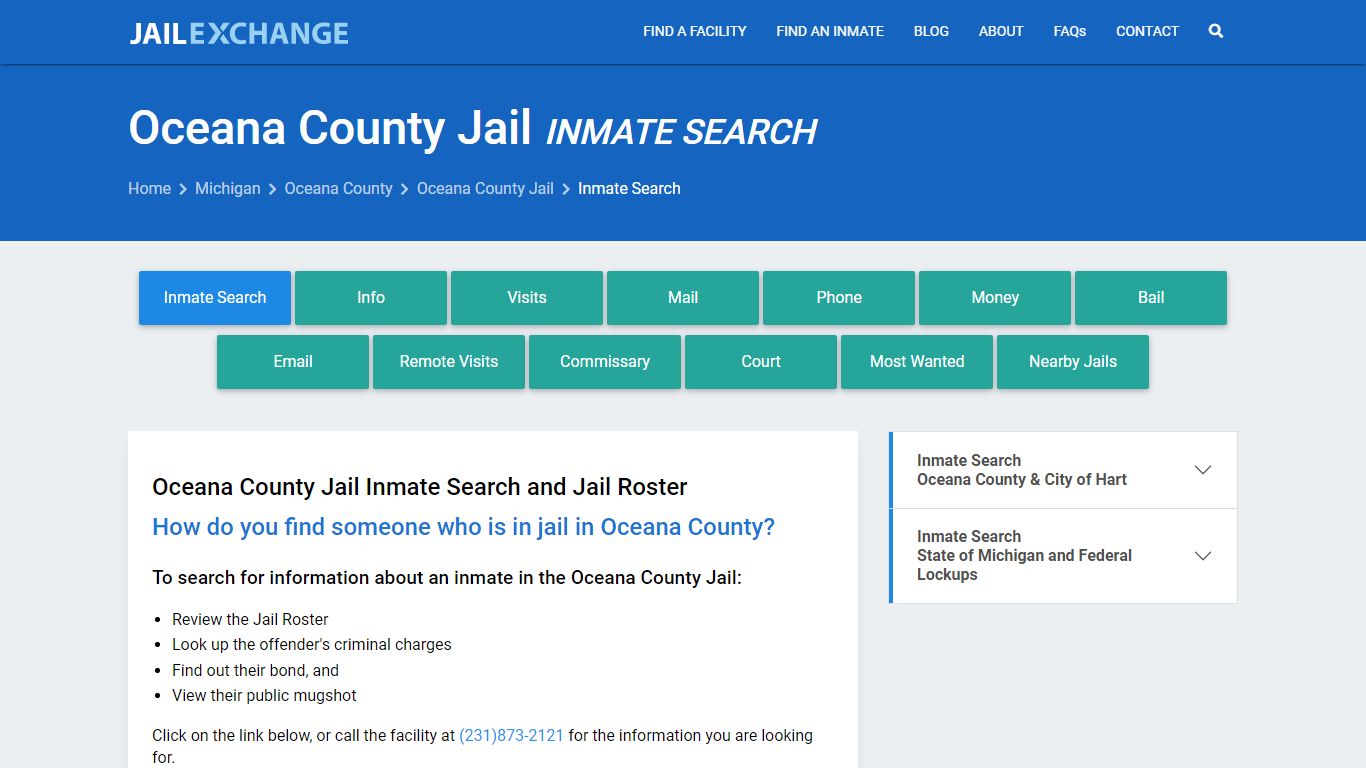 Inmate Search: Roster & Mugshots - Oceana County Jail, MI
