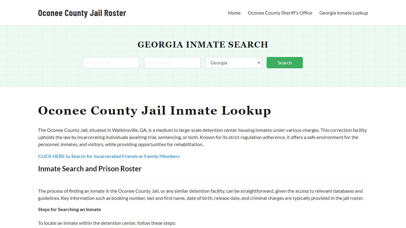 Oconee County Jail Roster Lookup, GA, Inmate Search