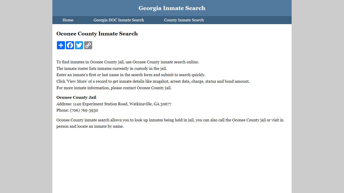 Oconee County Inmate Search