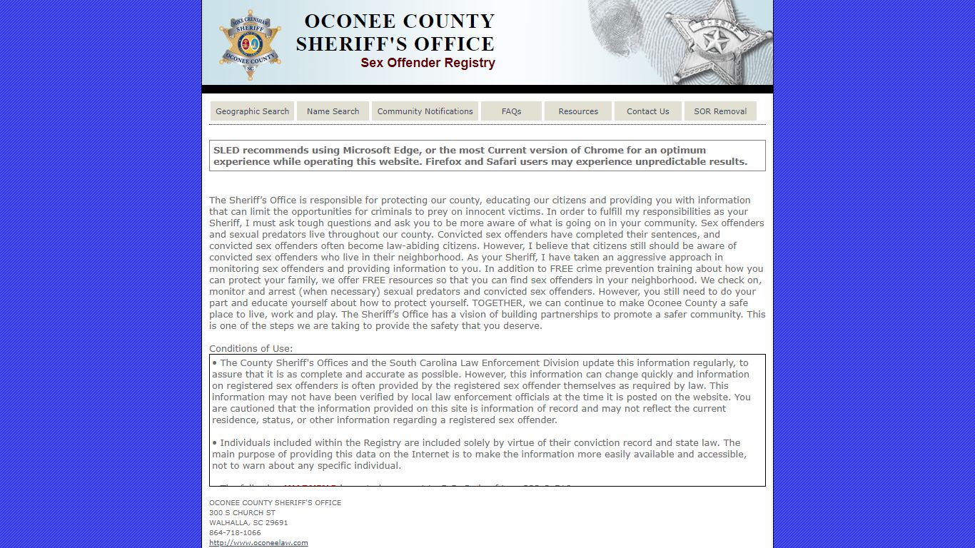 OCONEE COUNTY SHERIFF'S OFFICE - South Carolina