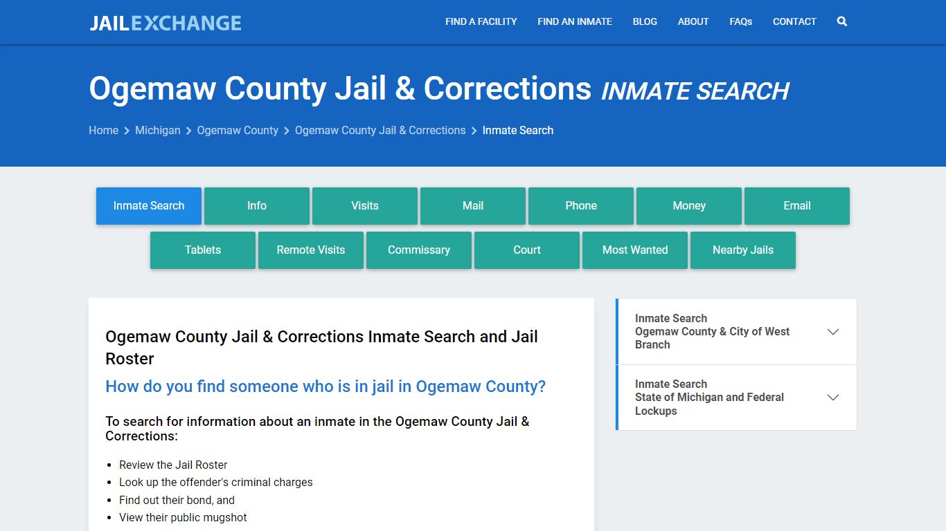 Ogemaw County Jail & Corrections Inmate Search - Jail Exchange