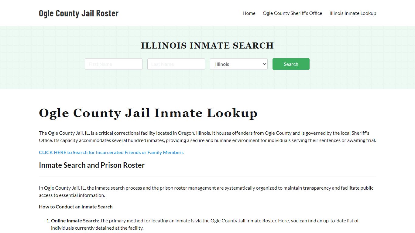 Ogle County Jail Roster Lookup, IL, Inmate Search