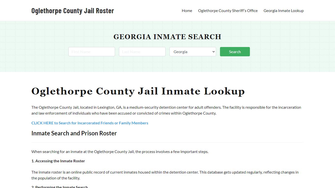 Oglethorpe County Jail Roster Lookup, GA, Inmate Search