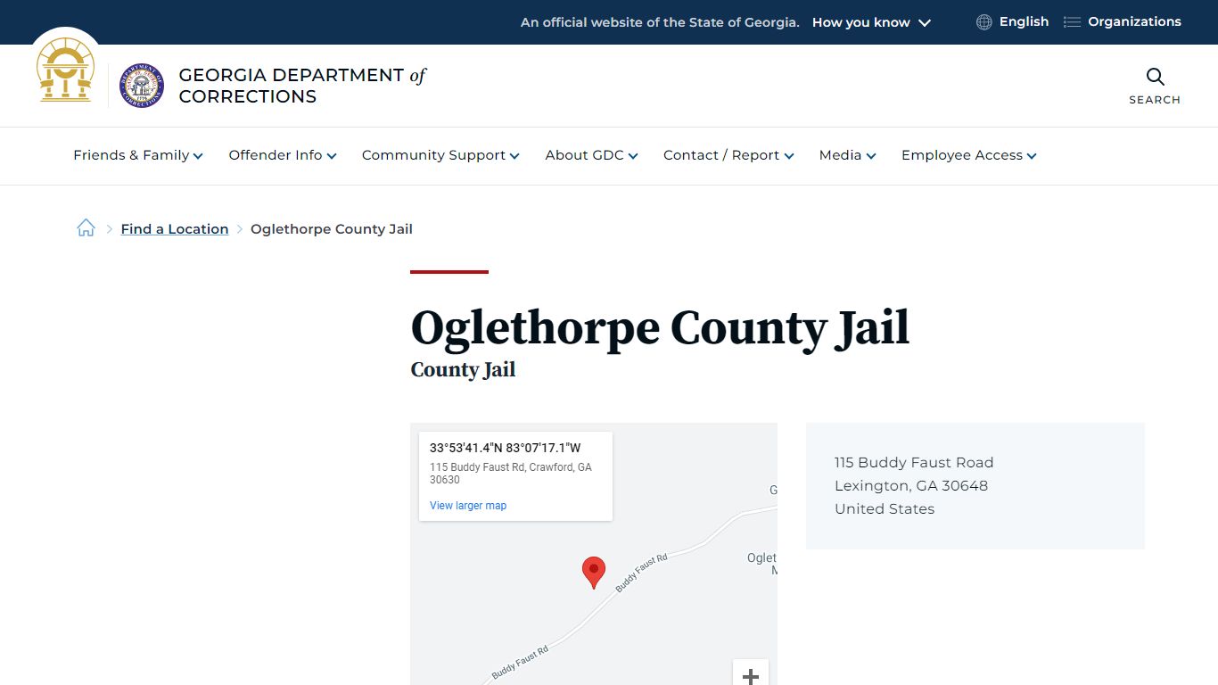 Oglethorpe County Jail | Georgia Department of Corrections