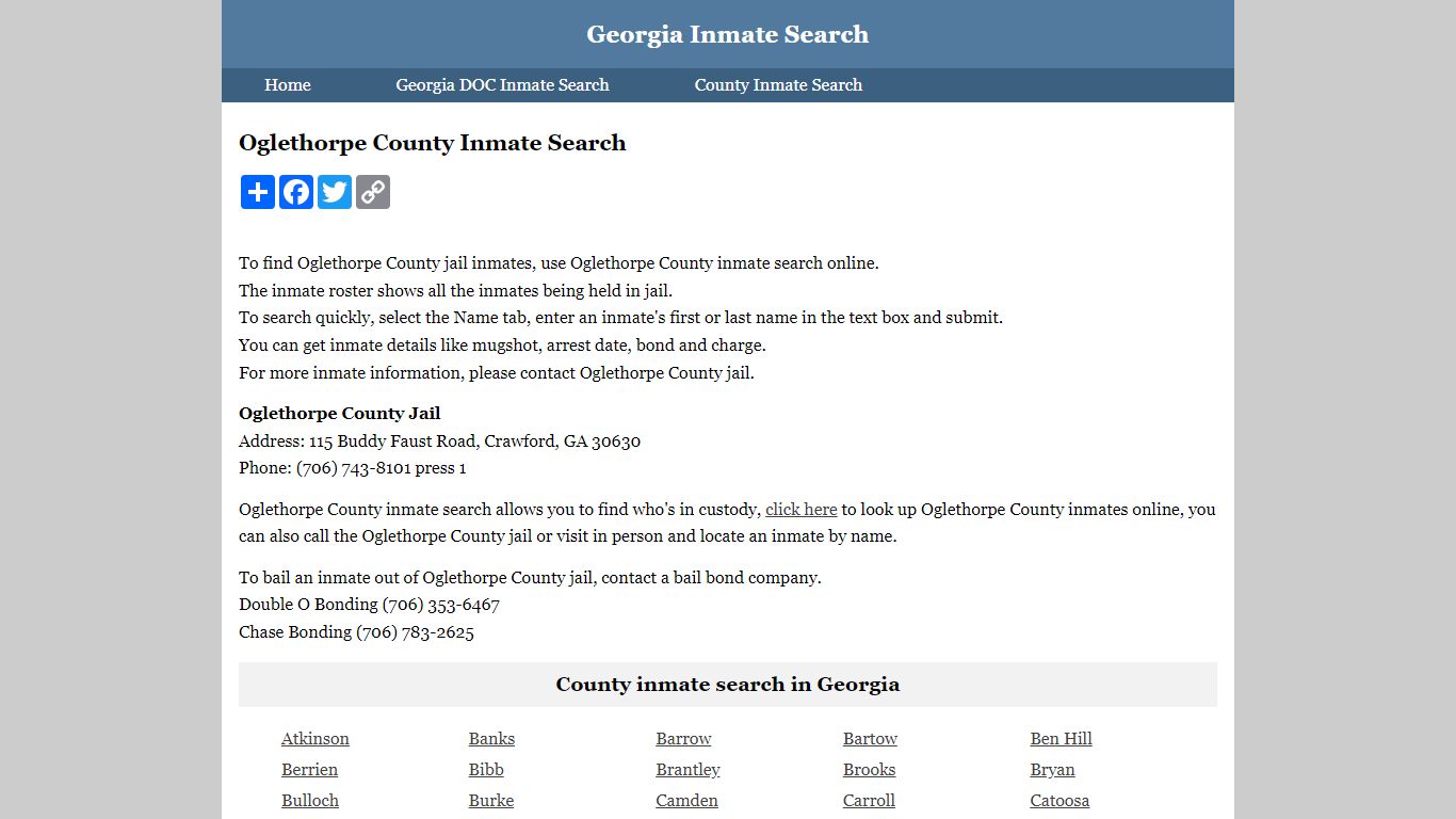 Oglethorpe County Inmate Search