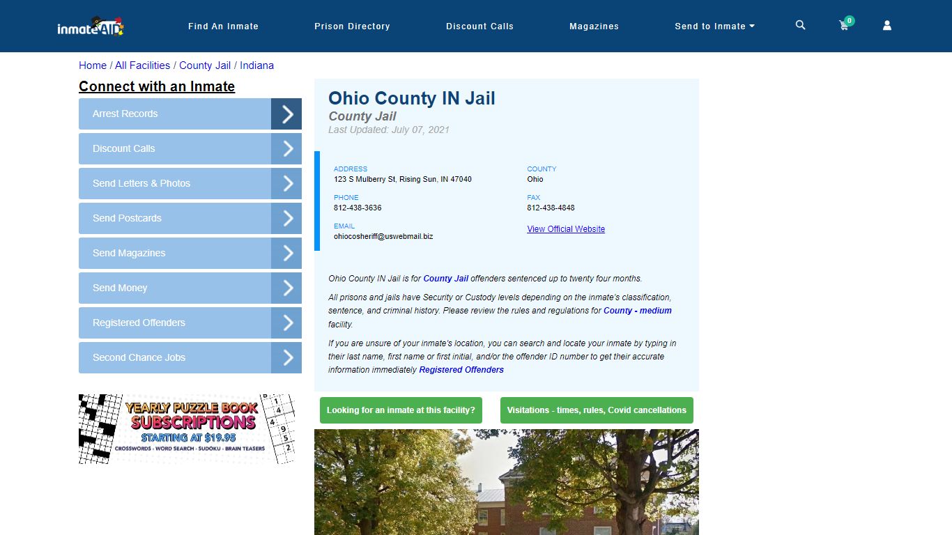 Ohio County IN Jail - Inmate Locator - Rising Sun, IN