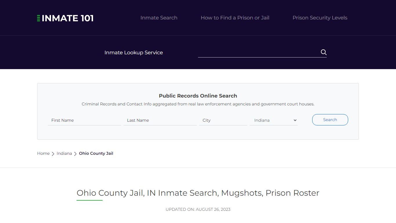 Ohio County Jail, IN Inmate Search, Mugshots, Prison Roster