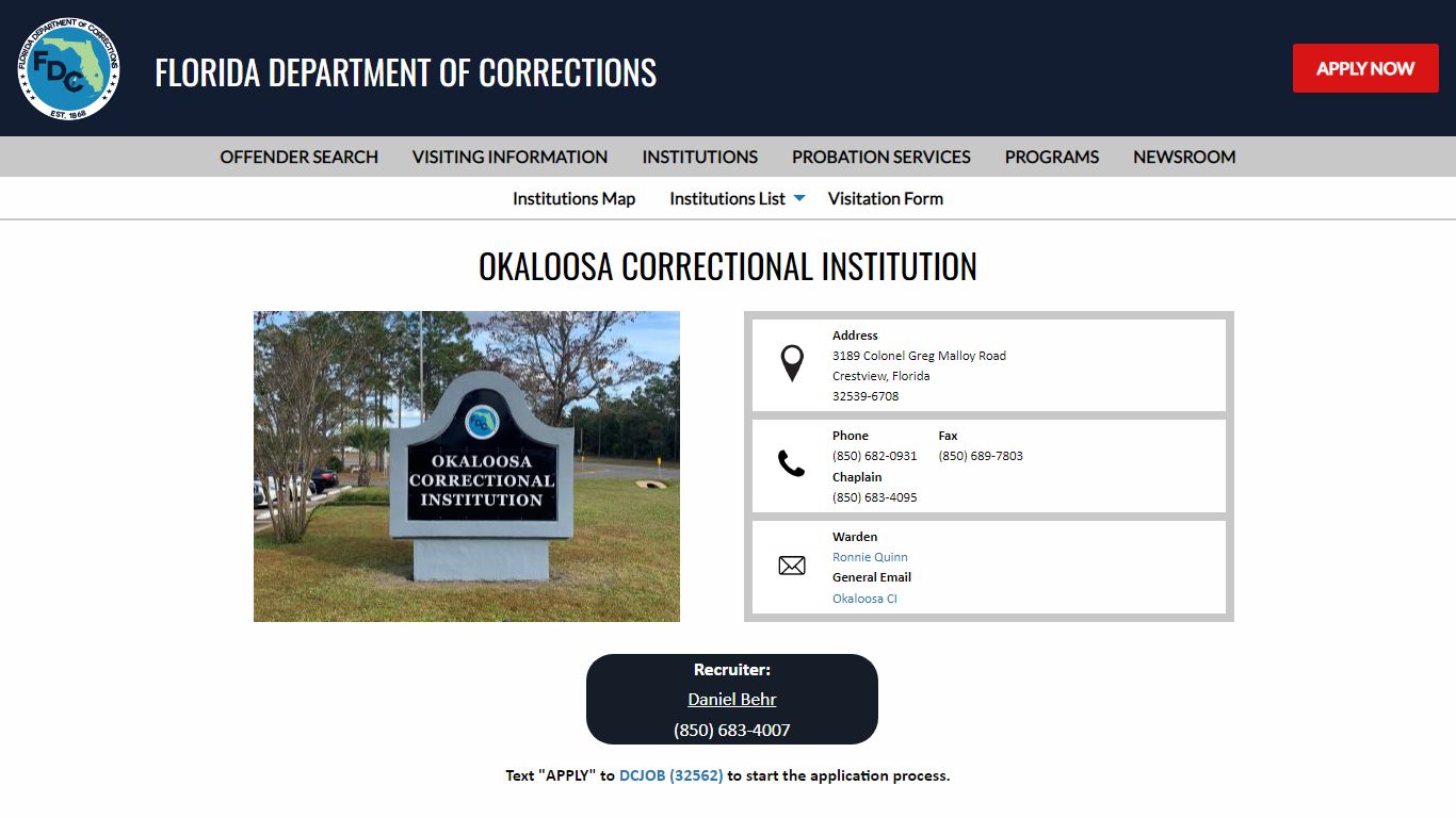 Okaloosa Correctional Institution -- Florida Department of Corrections
