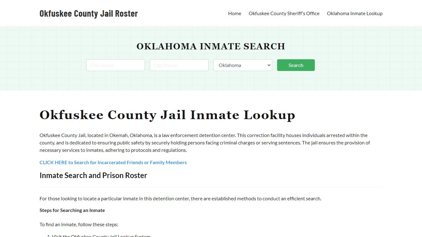 Okfuskee County Jail Roster Lookup, OK, Inmate Search