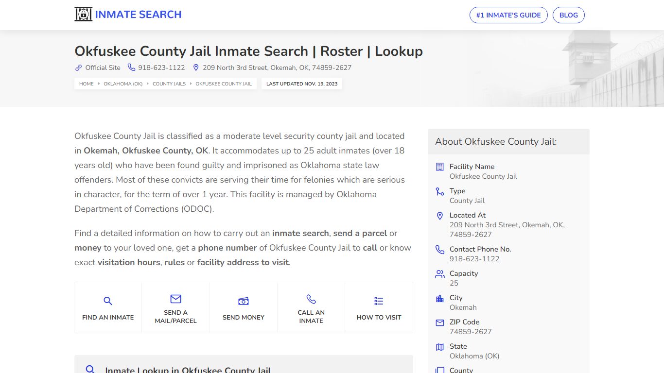 Okfuskee County Jail Inmate Search | Roster | Lookup