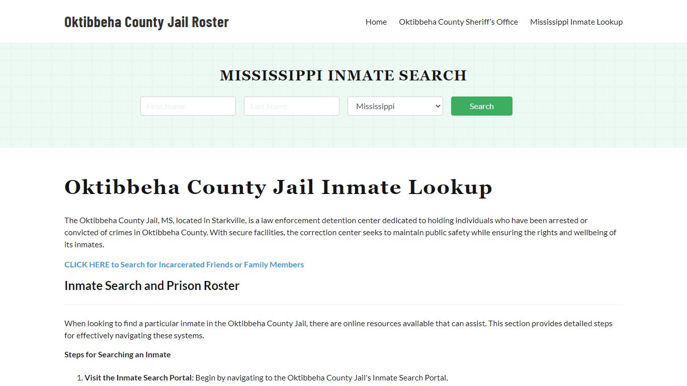 Oktibbeha County Jail Roster Lookup, MS, Inmate Search