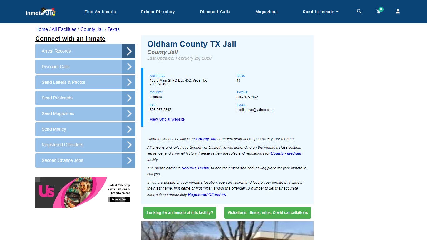 Oldham County TX Jail - Inmate Locator - Vega, TX