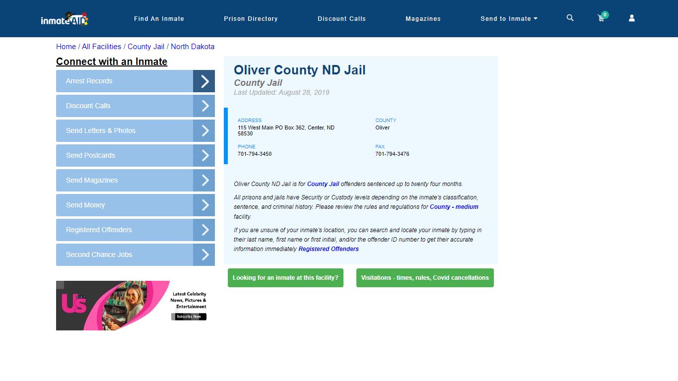 Oliver County ND Jail - Inmate Locator - Center, ND