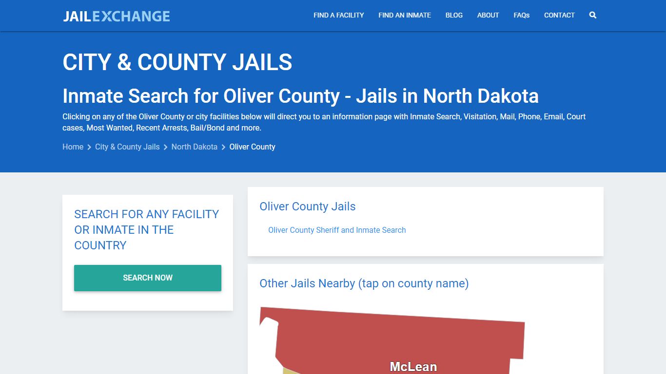 Inmate Search for Oliver County | Jails in North Dakota - Jail Exchange