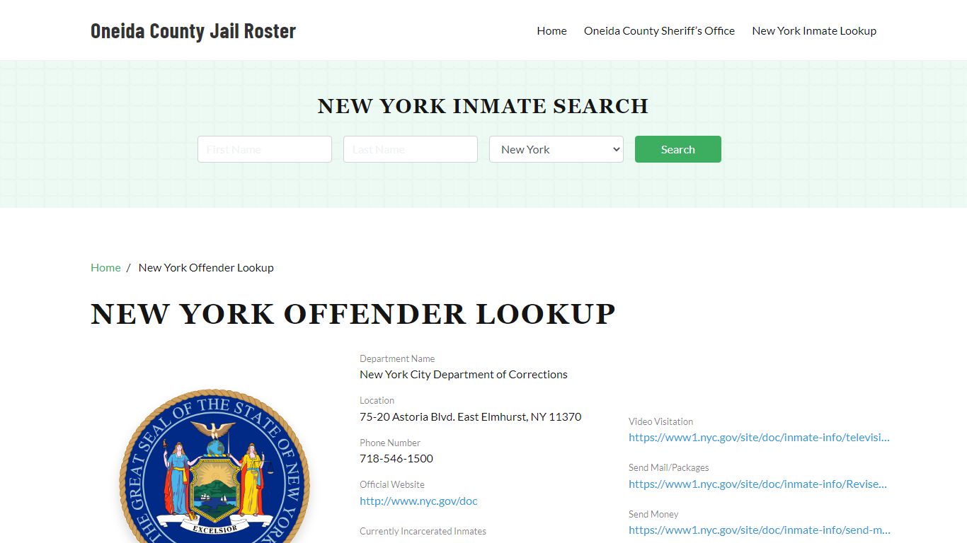 New York Inmate Search, Jail Rosters - Oneida County Jail