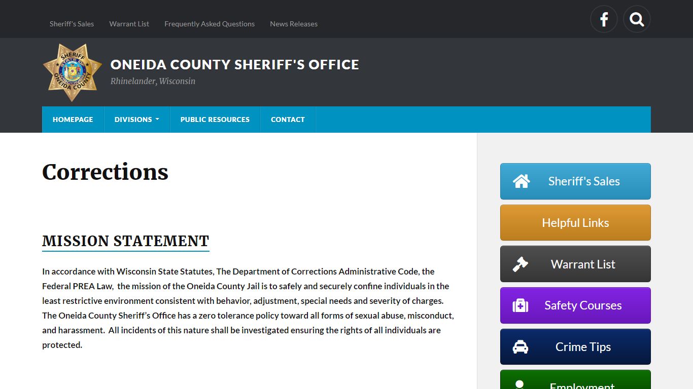 Corrections – Oneida County Sheriff's Office