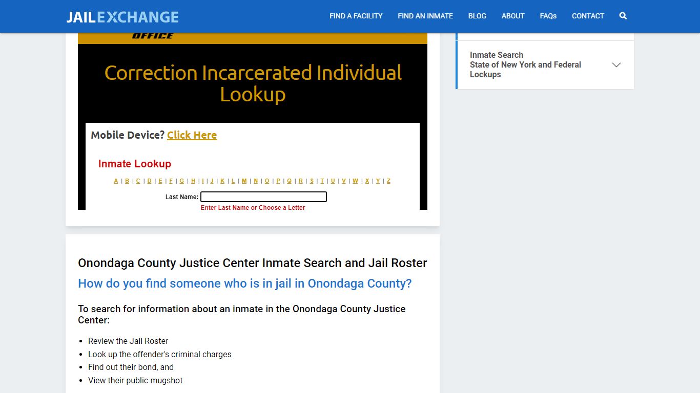Onondaga County Justice Center Inmate Search - Jail Exchange