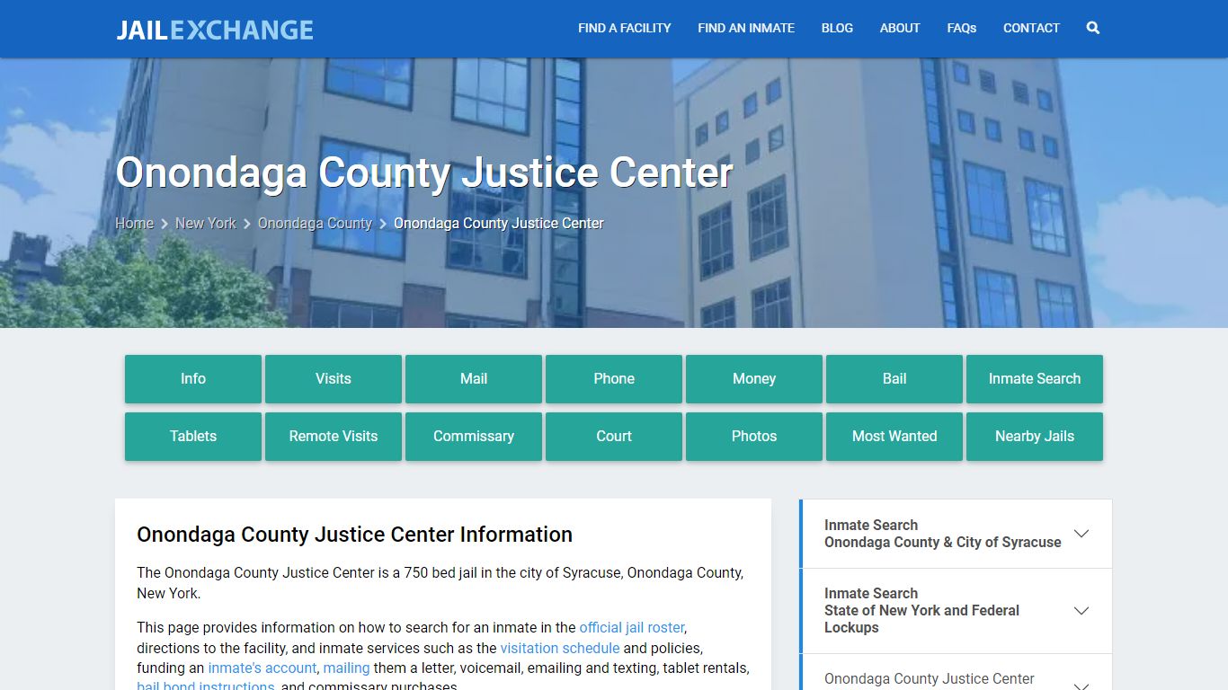 Onondaga County Justice Center, NY Inmate Search, Information
