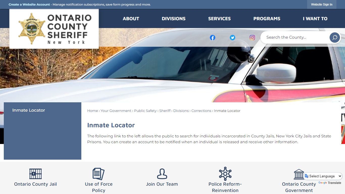 Inmate Locator | Ontario County, NY - Official Website