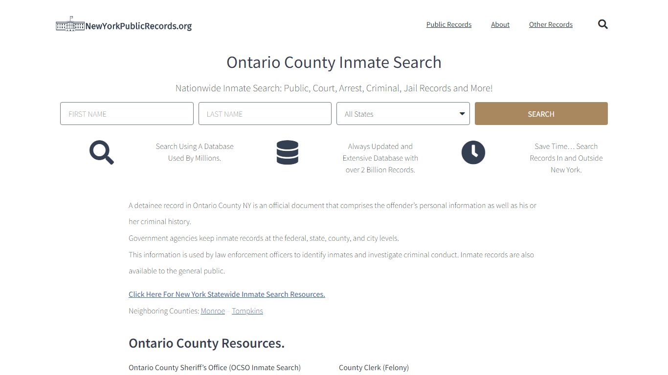 Ontario County Inmate Search - OCSO Current & Past Jail Records