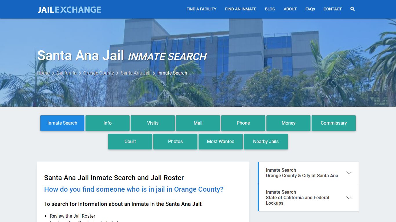 Inmate Search: Roster & Mugshots - Santa Ana Jail, CA - Jail Exchange