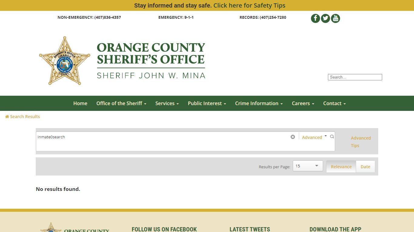 Search Results - Orange County Sheriff's Office
