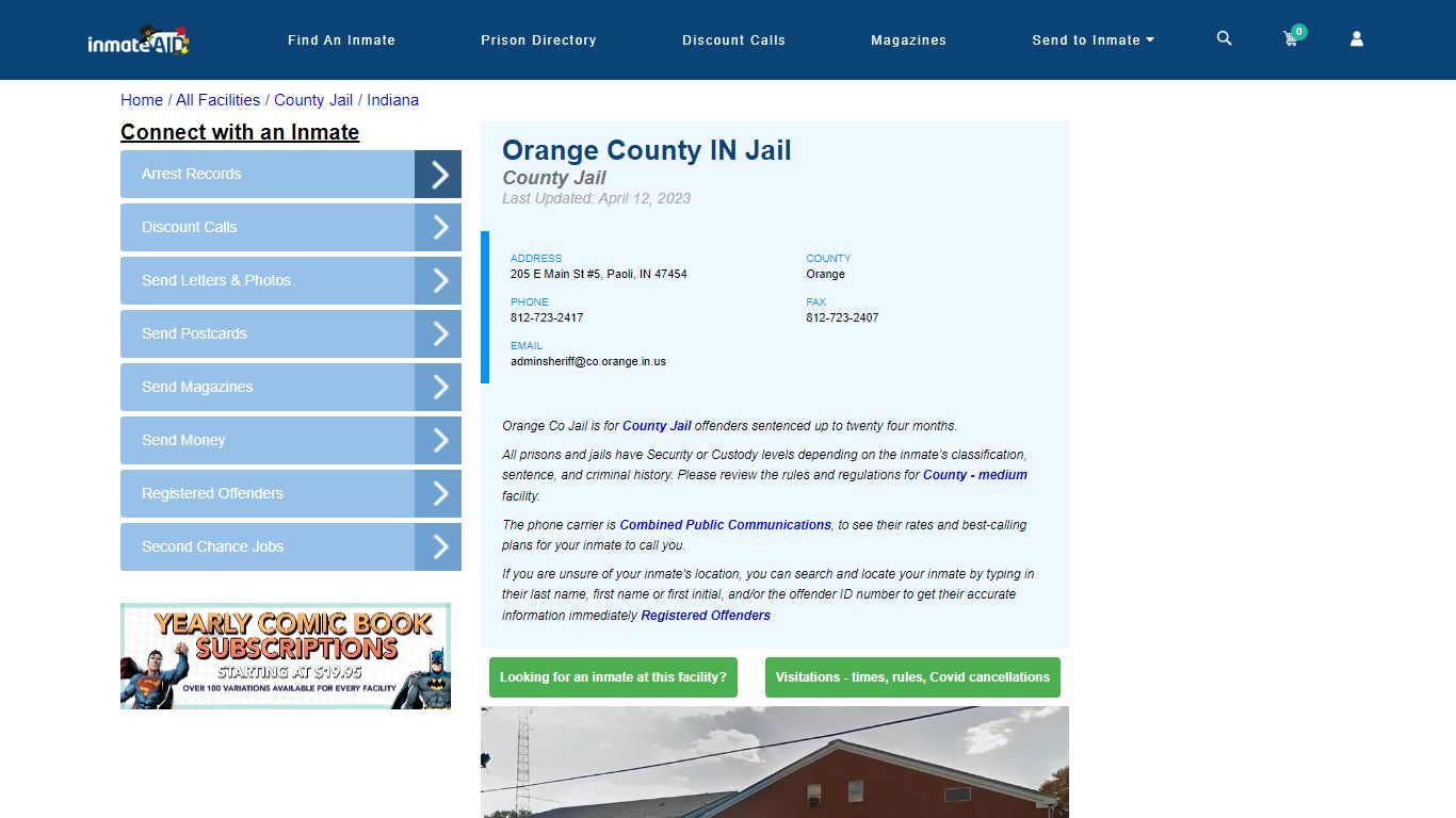 Orange County IN Jail - Inmate Locator - Paoli, IN
