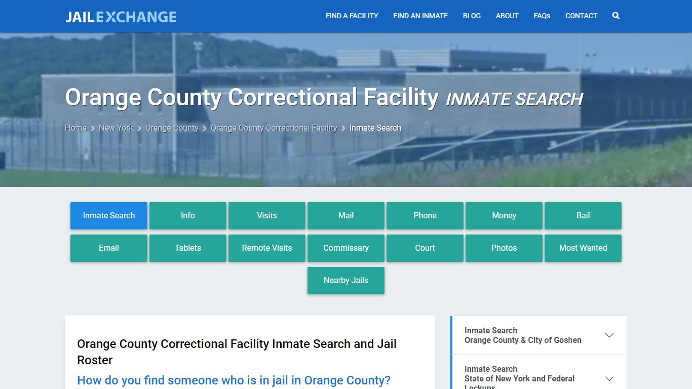Orange County Correctional Facility Inmate Search - Jail Exchange