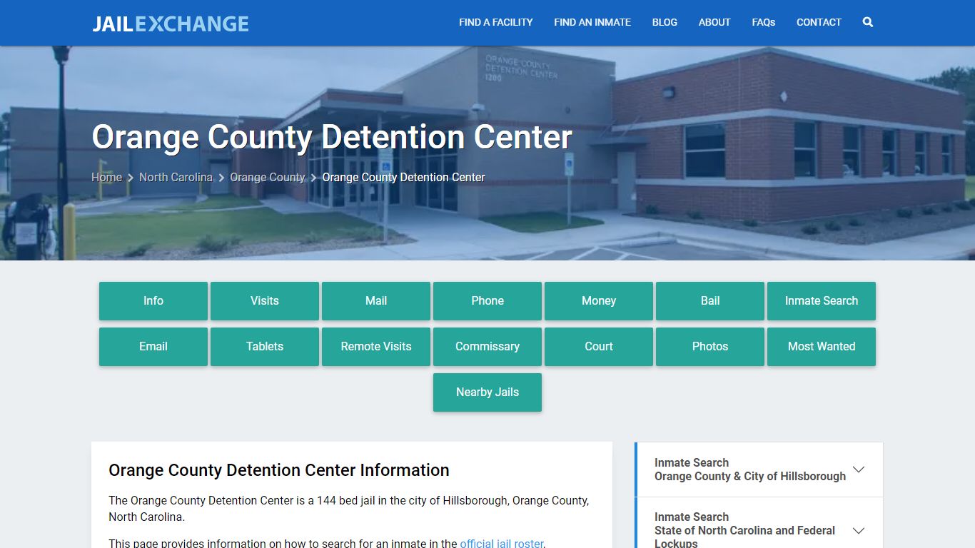 Orange County Detention Center, NC Inmate Search, Information