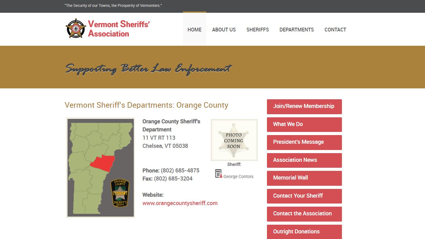 Orange County Sheriff's Department - Vermont Sheriff Departments