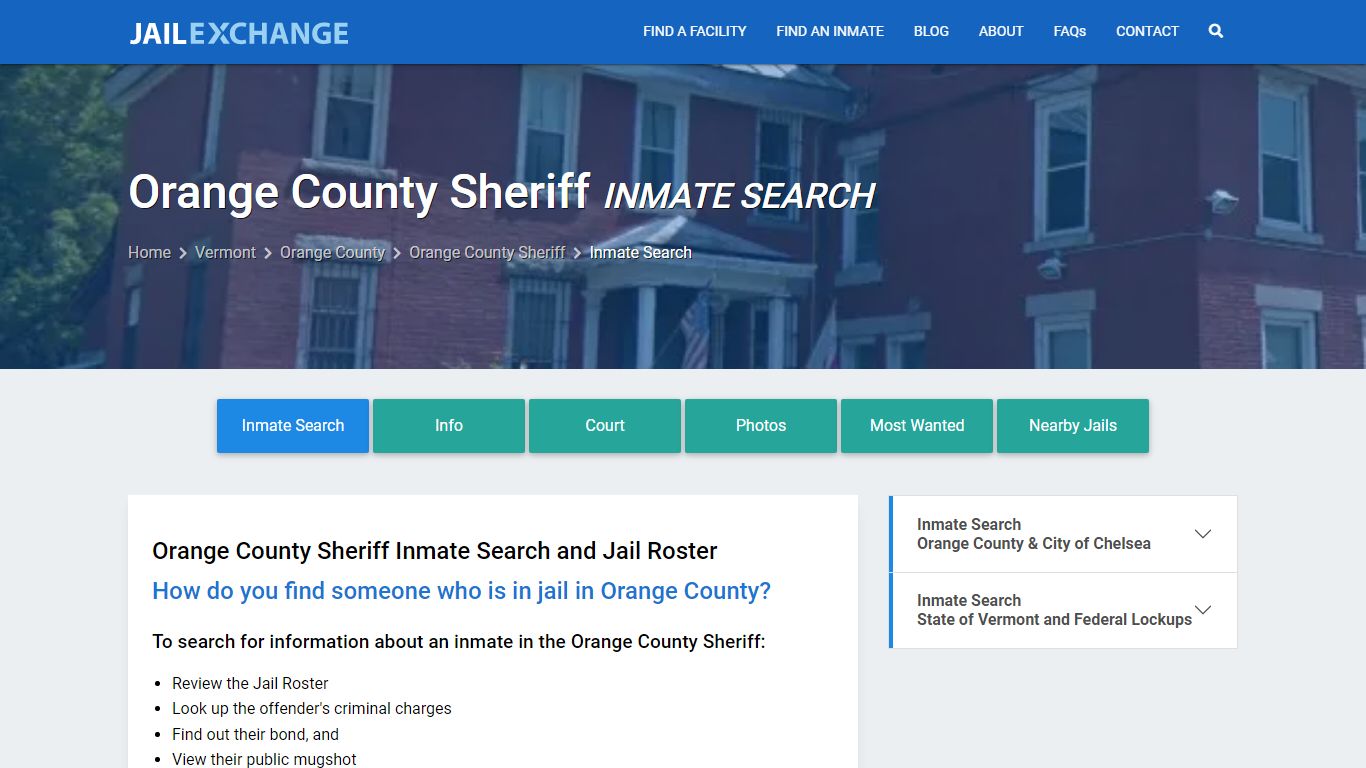 Orange County Sheriff Inmate Search - Jail Exchange