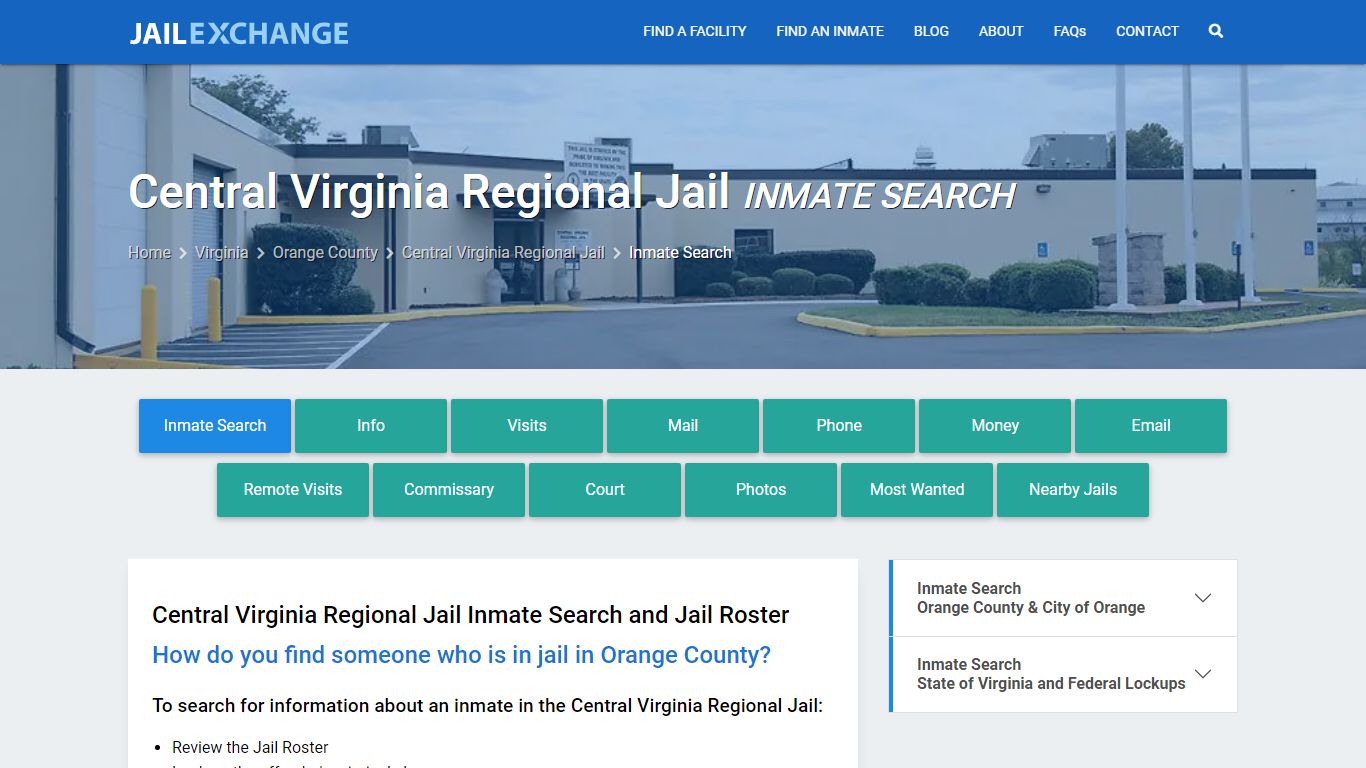 Central Virginia Regional Jail Inmate Search - Jail Exchange